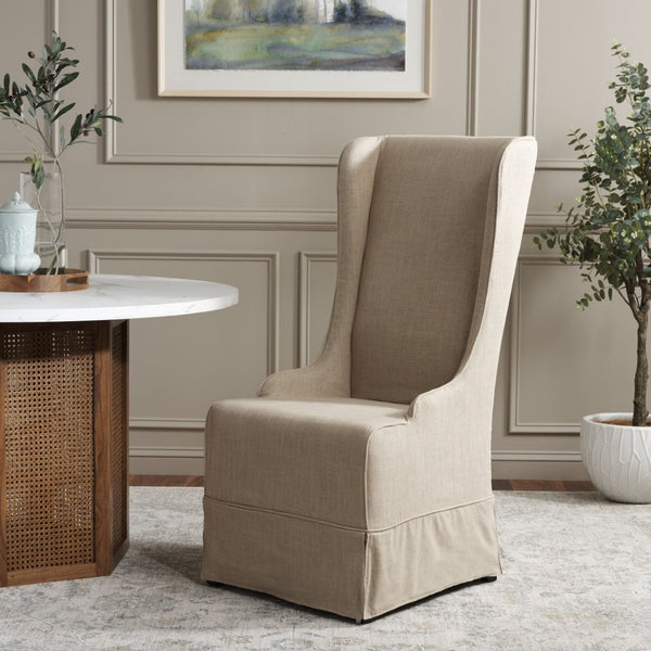 Safavieh Becall 20''H Slipcover Dining Chair - Elegant Cream Linen, Cherry Mahogany Legs For Timeless Style Hemp MCR4501L