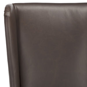 Safavieh Becall 20''H Antique Brown Pu Leather Dining Chair With Elegant Tapered Back And Espresso Frame MCR4501N