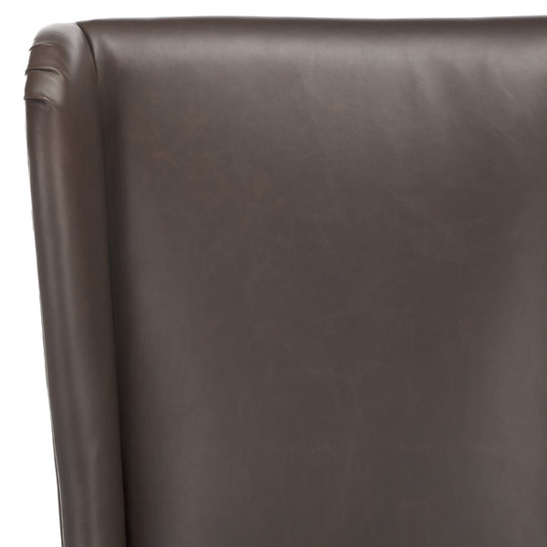 Safavieh Becall 20''H Antique Brown Pu Leather Dining Chair With Elegant Tapered Back And Espresso Frame MCR4501N