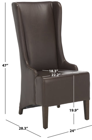 Safavieh Becall 20''H Antique Brown Pu Leather Dining Chair With Elegant Tapered Back And Espresso Frame MCR4501N