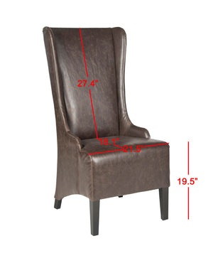 Safavieh Becall 20''H Antique Brown Pu Leather Dining Chair With Elegant Tapered Back And Espresso Frame MCR4501N