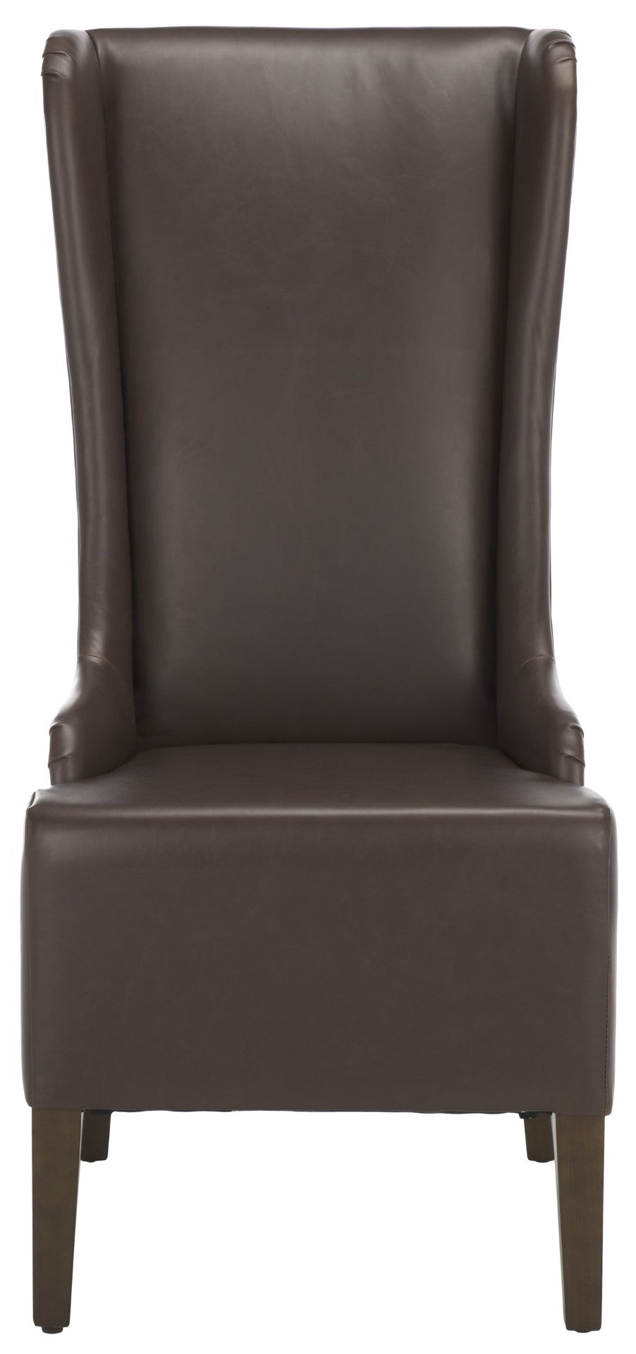 Safavieh Becall 20''H Antique Brown Pu Leather Dining Chair With Elegant Tapered Back And Espresso Frame MCR4501N