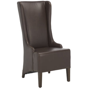 Safavieh Becall 20''H Antique Brown Pu Leather Dining Chair With Elegant Tapered Back And Espresso Frame MCR4501N