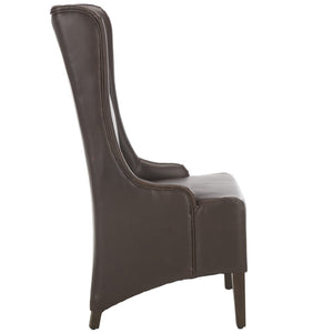 Safavieh Becall 20''H Antique Brown Pu Leather Dining Chair With Elegant Tapered Back And Espresso Frame MCR4501N