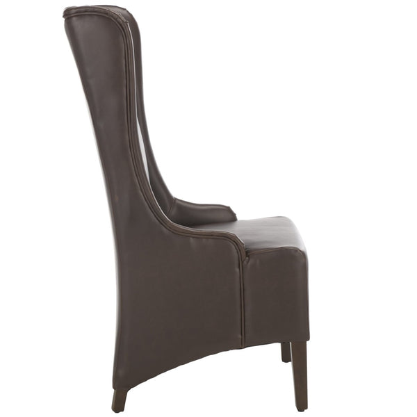 Safavieh Becall 20''H Antique Brown Pu Leather Dining Chair With Elegant Tapered Back And Espresso Frame MCR4501N