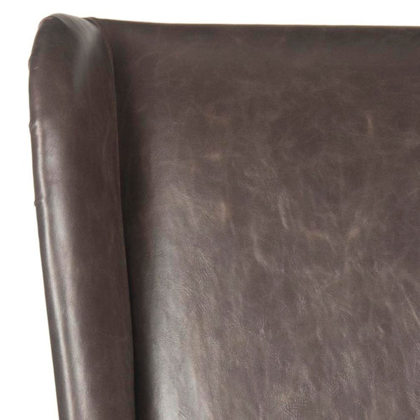 Safavieh Becall 20''H Antique Brown Pu Leather Dining Chair With Elegant Tapered Back And Espresso Frame MCR4501N
