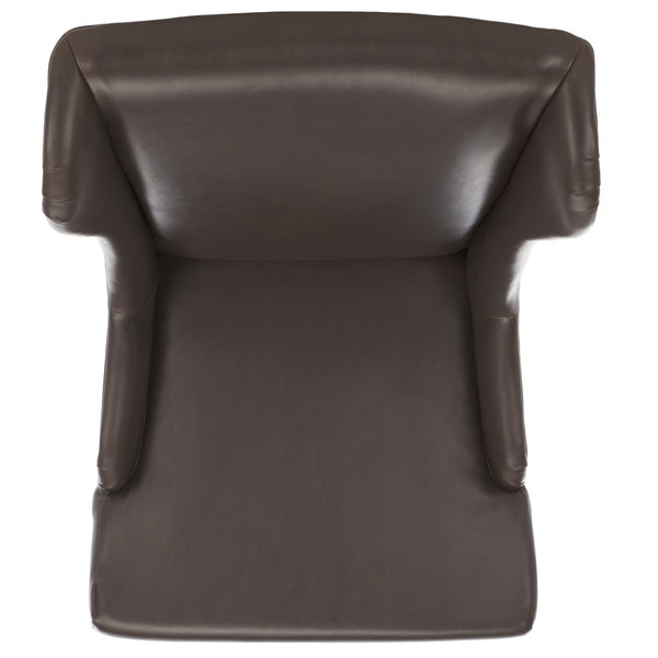 Safavieh Becall 20''H Antique Brown Pu Leather Dining Chair With Elegant Tapered Back And Espresso Frame MCR4501N