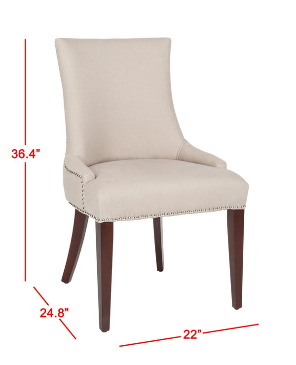 Safavieh Becca 19''H Taupe Linen Dining Chair With Silver Nailheads – Elegant Comfort For Any Décor Style MCR4502A