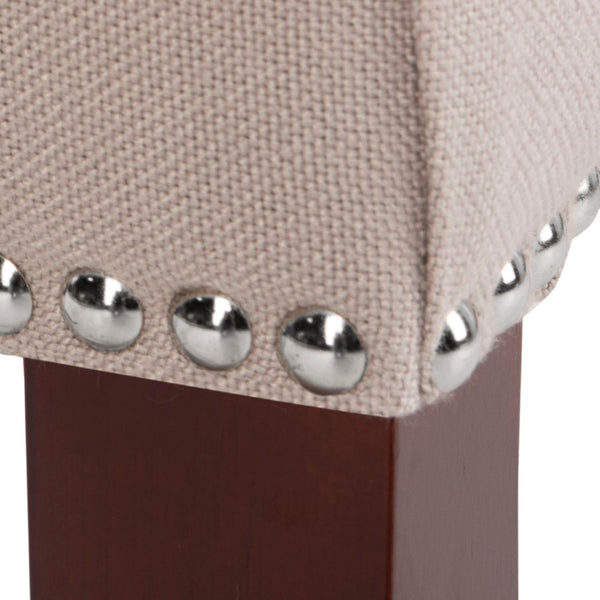 Safavieh Becca 19''H Taupe Linen Dining Chair With Silver Nailheads – Elegant Comfort For Any Décor Style MCR4502A