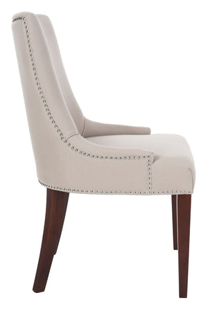 Safavieh Becca 19''H Taupe Linen Dining Chair With Silver Nailheads – Elegant Comfort For Any Décor Style MCR4502A