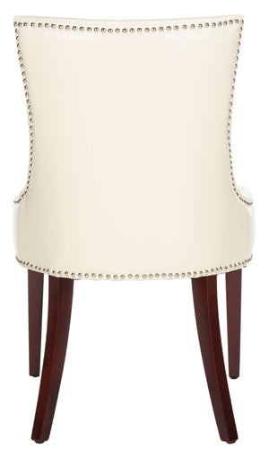 Safavieh Becca High-Back Cream Leather Chair With Silver Nail Heads - Elegant Dining Or Accent Seating MCR4502B
