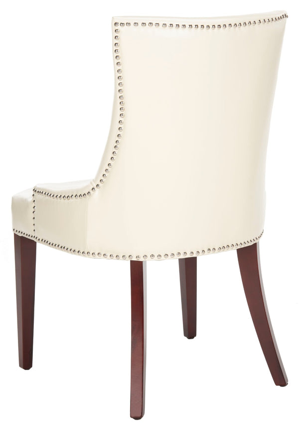 Safavieh Becca High-Back Cream Leather Chair With Silver Nail Heads - Elegant Dining Or Accent Seating MCR4502B