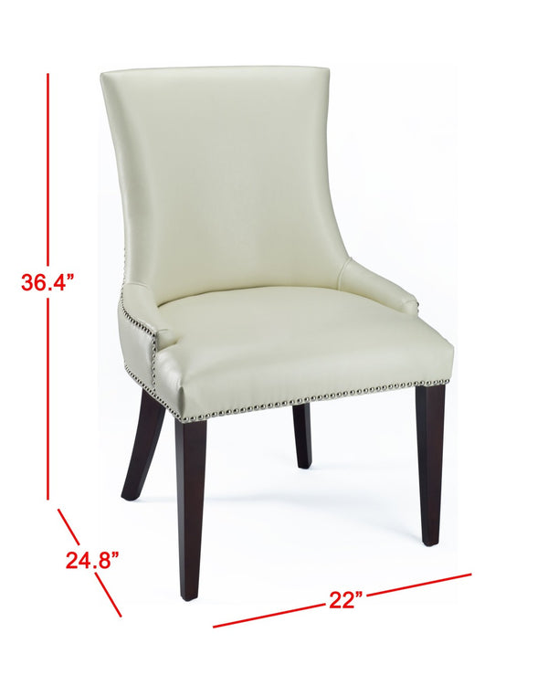Safavieh Becca High-Back Cream Leather Chair With Silver Nail Heads - Elegant Dining Or Accent Seating MCR4502B