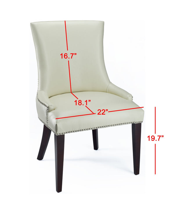 Safavieh Becca High-Back Cream Leather Chair With Silver Nail Heads - Elegant Dining Or Accent Seating MCR4502B