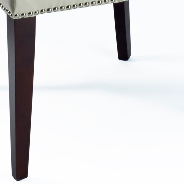 Safavieh Becca High-Back Cream Leather Chair With Silver Nail Heads - Elegant Dining Or Accent Seating MCR4502B