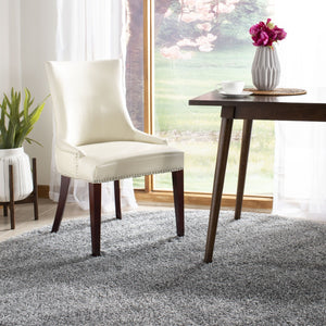 Safavieh Becca High-Back Cream Leather Chair With Silver Nail Heads - Elegant Dining Or Accent Seating MCR4502B