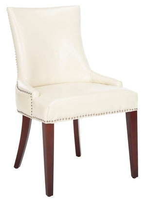 Safavieh Becca High-Back Cream Leather Chair With Silver Nail Heads - Elegant Dining Or Accent Seating MCR4502B