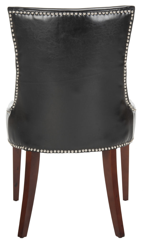 Safavieh Becca 19''H Leather Dining Chair - Elegant Black Upholstery With Silver Nail Heads & Birch Wood Legs MCR4502C