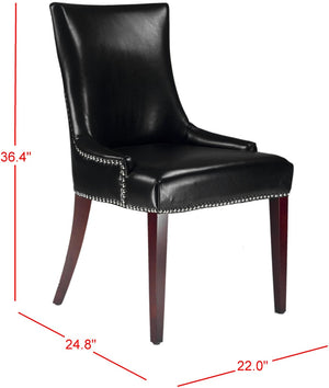 Safavieh Becca 19''H Leather Dining Chair - Elegant Black Upholstery With Silver Nail Heads & Birch Wood Legs MCR4502C