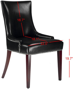 Safavieh Becca 19''H Leather Dining Chair - Elegant Black Upholstery With Silver Nail Heads & Birch Wood Legs MCR4502C