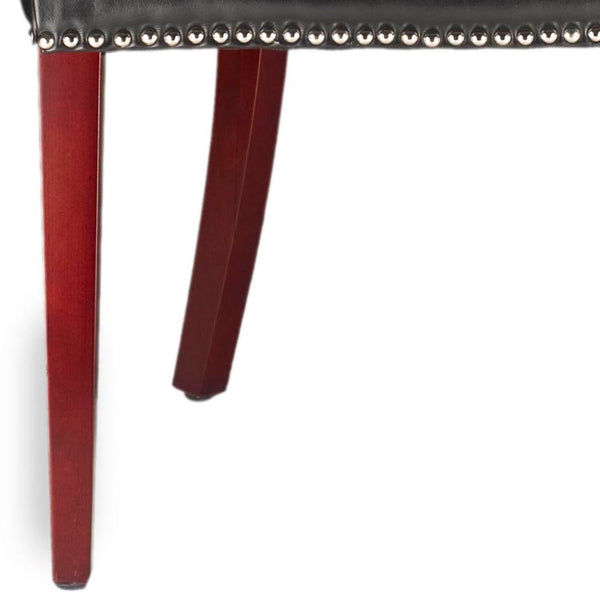 Safavieh Becca 19''H Leather Dining Chair - Elegant Black Upholstery With Silver Nail Heads & Birch Wood Legs MCR4502C