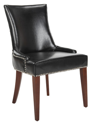 Safavieh Becca 19''H Leather Dining Chair - Elegant Black Upholstery With Silver Nail Heads & Birch Wood Legs MCR4502C