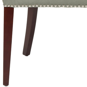 Safavieh Becca 19''H Sea Mist Linen Dining Chair With Silver Nailheads And Elegant Cherry Mahogany Legs MCR4502D