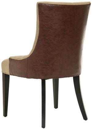 Safavieh Becca 19''H Elegant Upholstered Dining Chair With Leather Back And Birch Legs For Stylish Comfort MCR4502F