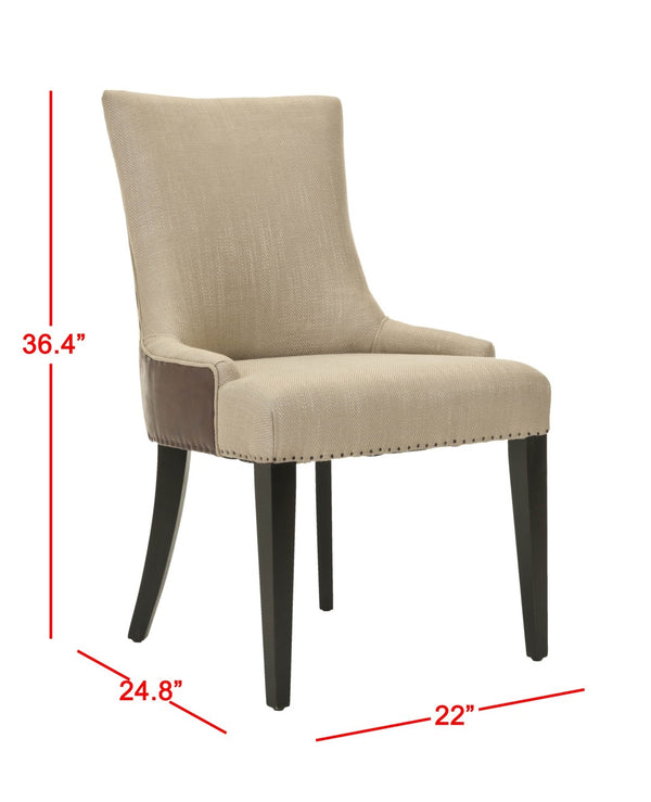 Safavieh Becca 19''H Elegant Upholstered Dining Chair With Leather Back And Birch Legs For Stylish Comfort MCR4502F