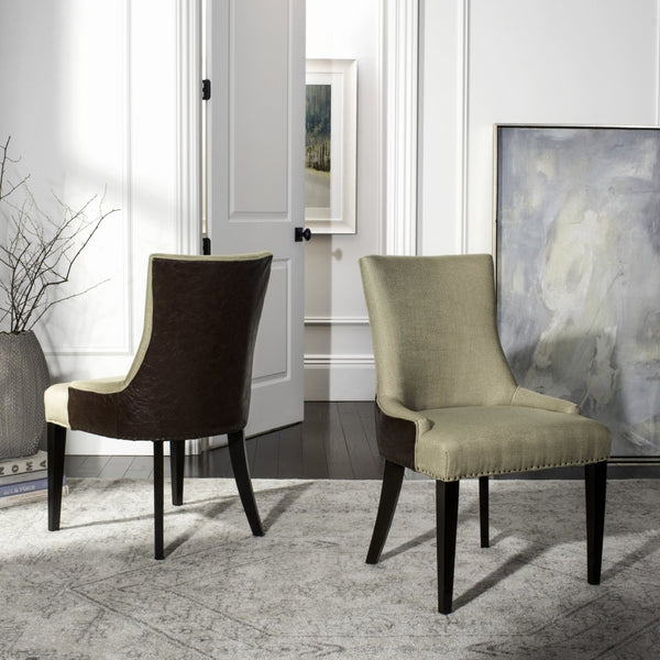 Safavieh Becca 19''H Elegant Upholstered Dining Chair With Leather Back And Birch Legs For Stylish Comfort MCR4502F