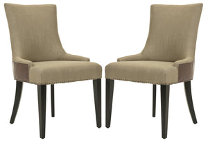 Safavieh Becca 19''H Elegant Upholstered Dining Chair With Leather Back And Birch Legs For Stylish Comfort MCR4502F