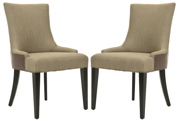Safavieh Becca 19''H Elegant Upholstered Dining Chair With Leather Back And Birch Legs For Stylish Comfort MCR4502F