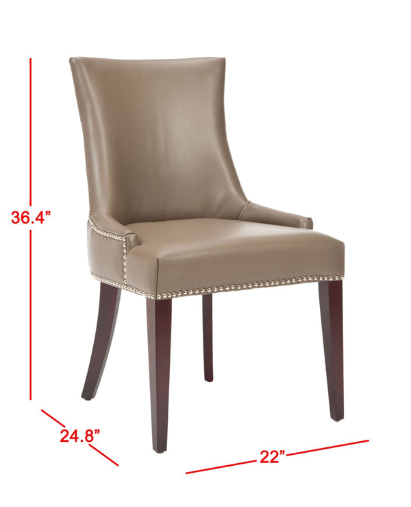 Safavieh Becca Leather Dining Chair With Silver Nail Heads – Elegant Clay Upholstery & Mahogany Legs MCR4502G