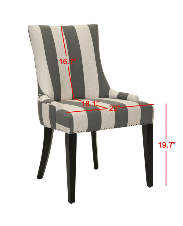 Safavieh Becca 19''H Stripe Linen Dining Chair With Nail-Head Trim - Elegant Support For Any Dining Space MCR4502H