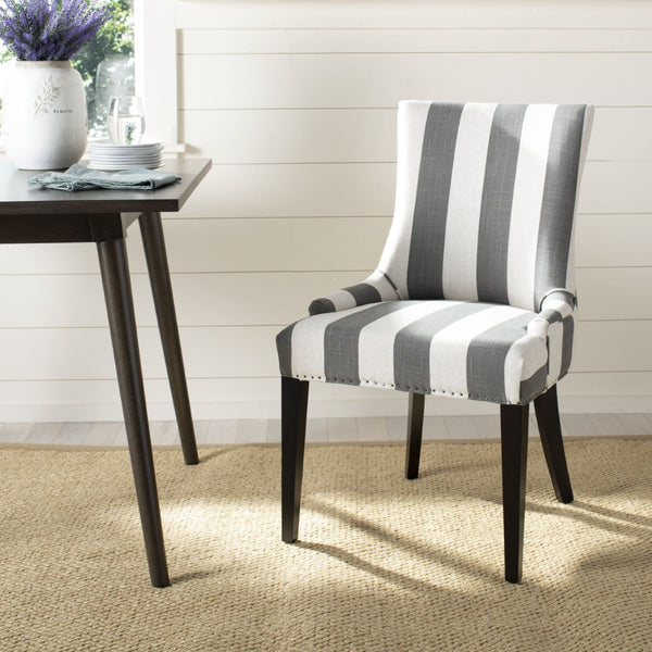 Safavieh Becca 19''H Stripe Linen Dining Chair With Nail-Head Trim - Elegant Support For Any Dining Space MCR4502H