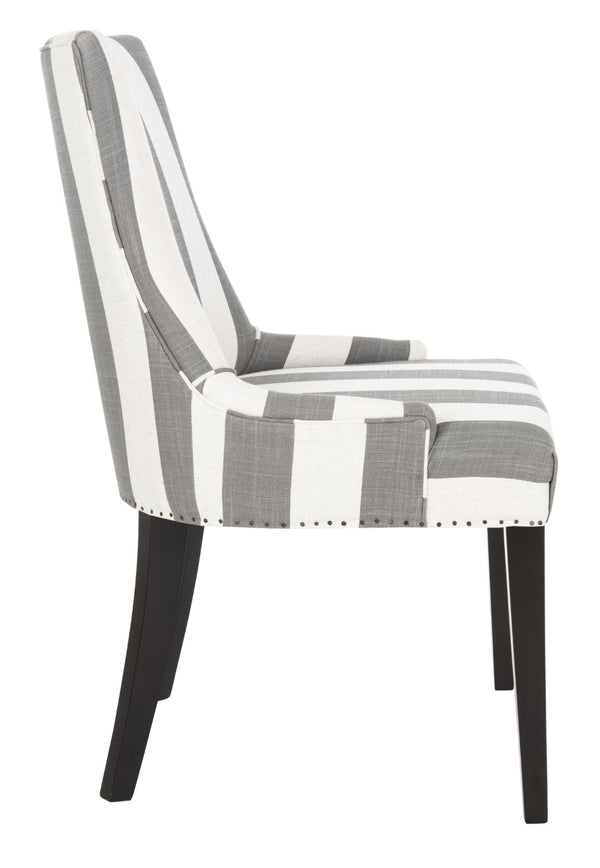 Safavieh Becca 19''H Stripe Linen Dining Chair With Nail-Head Trim - Elegant Support For Any Dining Space MCR4502H