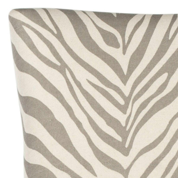Safavieh Becca Grey And Ivory Zebra Dining Chair With High Back, Sloped Arms, And Silver Nail-Head Trim MCR4502N