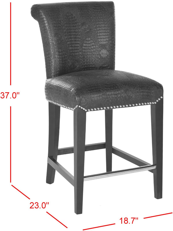 Safavieh Seth Counter Stool - Modern Classic Design With Ergonomic Support For Stylish Kitchens And Bars Black / Crocodile MCR4509E