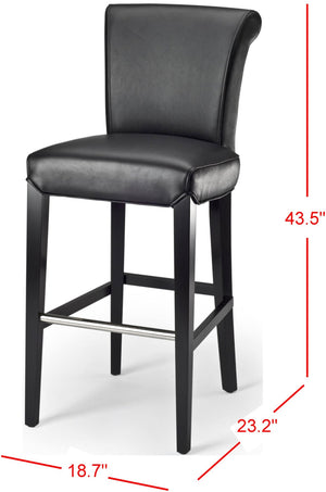 Safavieh Seth Bar Stool - Timeless Comfort And Style With Durable Birch Frame And Easy-Care Leather Upholstery Black MCR4510A