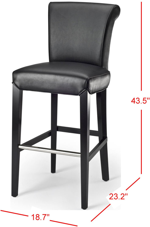Safavieh Seth Bar Stool - Timeless Comfort And Style With Durable Birch Frame And Easy-Care Leather Upholstery Black MCR4510A