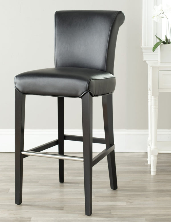 Safavieh Seth Bar Stool - Timeless Comfort And Style With Durable Birch Frame And Easy-Care Leather Upholstery Black MCR4510A
