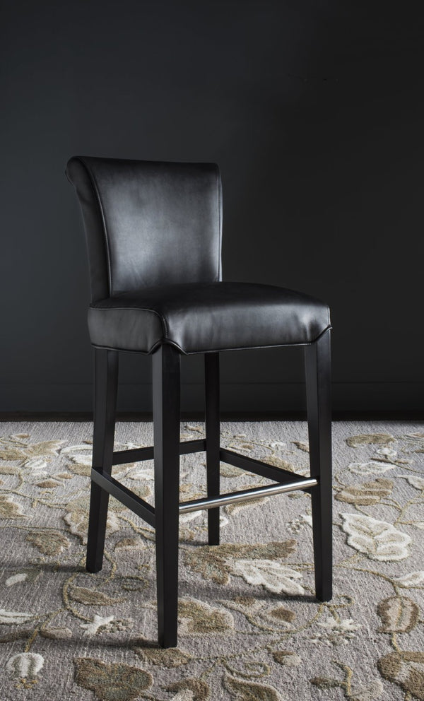 Safavieh Seth Bar Stool - Timeless Comfort And Style With Durable Birch Frame And Easy-Care Leather Upholstery Black MCR4510A