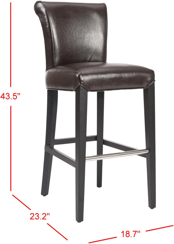 Safavieh Seth Bar Stool - Timeless Comfort And Style With Durable Birch Frame And Easy-Care Leather Upholstery Brown MCR4510B