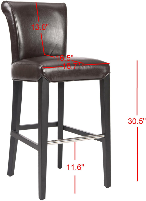 Safavieh Seth Bar Stool - Timeless Comfort And Style With Durable Birch Frame And Easy-Care Leather Upholstery Brown MCR4510B