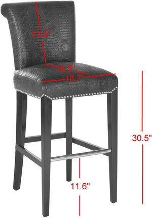 Safavieh Seth Bar Stool - Timeless Comfort And Style With Durable Birch Frame And Easy-Care Leather Upholstery Black / Crocodile MCR4510E