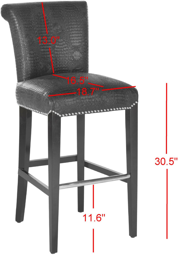 Safavieh Seth Bar Stool - Timeless Comfort And Style With Durable Birch Frame And Easy-Care Leather Upholstery Black / Crocodile MCR4510E