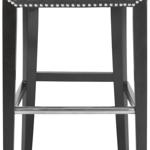 Safavieh Seth Bar Stool - Timeless Comfort And Style With Durable Birch Frame And Easy-Care Leather Upholstery Black / Crocodile MCR4510E
