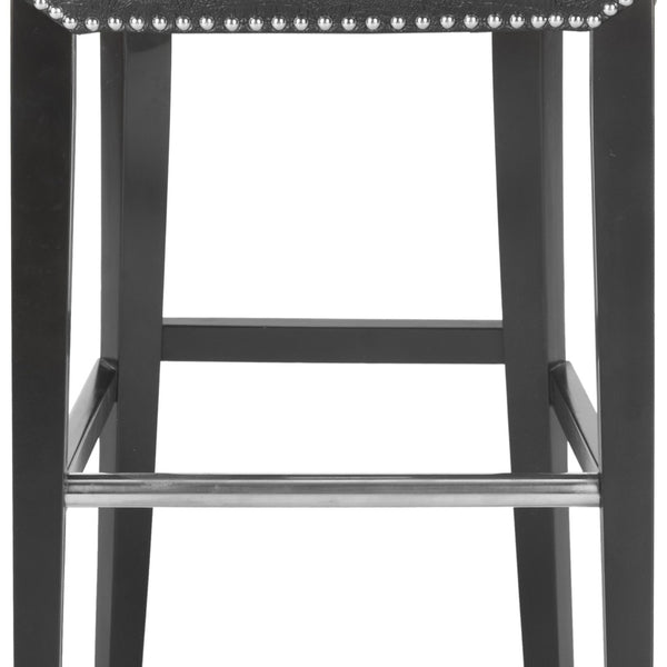 Safavieh Seth Bar Stool - Timeless Comfort And Style With Durable Birch Frame And Easy-Care Leather Upholstery Black / Crocodile MCR4510E