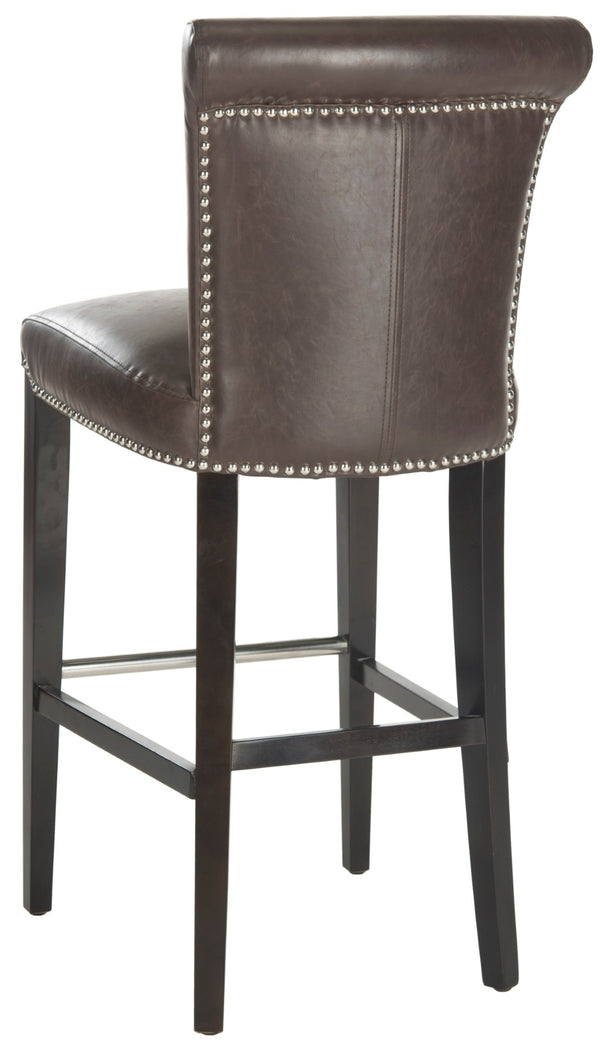 Safavieh Seth Bar Stool - Timeless Comfort And Style With Durable Birch Frame And Easy-Care Leather Upholstery Antique Brown MCR4510G