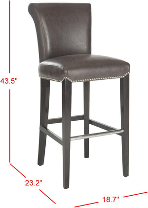 Safavieh Seth Bar Stool - Timeless Comfort And Style With Durable Birch Frame And Easy-Care Leather Upholstery Antique Brown MCR4510G